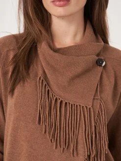 Sale Asymmetrisch Vest Met Franje Van Cashmere-Mix Dames Vesten