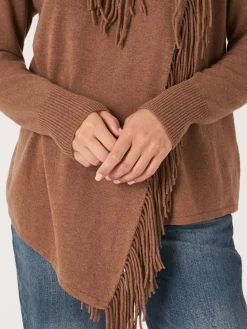 Sale Asymmetrisch Vest Met Franje Van Cashmere-Mix Dames Vesten