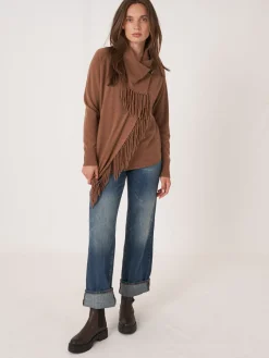 Sale Asymmetrisch Vest Met Franje Van Cashmere-Mix Dames Vesten