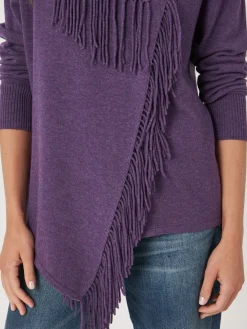 Fashion Asymmetrisch Vest Met Franje Van Cashmere-Mix Dames Vesten