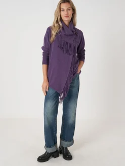 Fashion Asymmetrisch Vest Met Franje Van Cashmere-Mix Dames Vesten