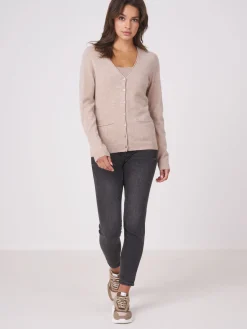 Cheap Basic Cardigan Met V-Hals En Zakken Dames Vesten
