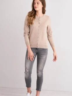 Discount Basic Cashmere Cardigan Met Ronde Hals Dames Vesten