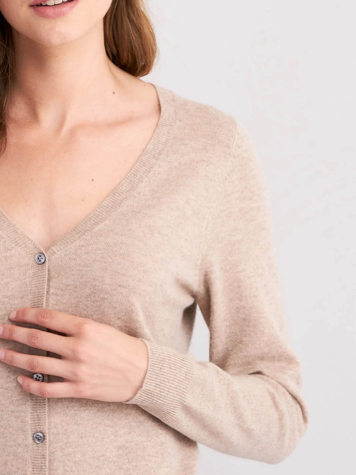 New Basic Cashmere Cardigan Met V-Hals Dames Vesten