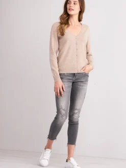 New Basic Cashmere Cardigan Met V-Hals Dames Vesten