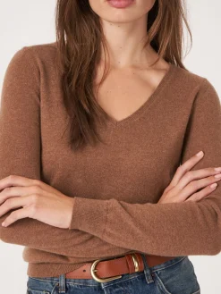 Best Basic Organisch Cashmere V-Hals Trui Dames Truien