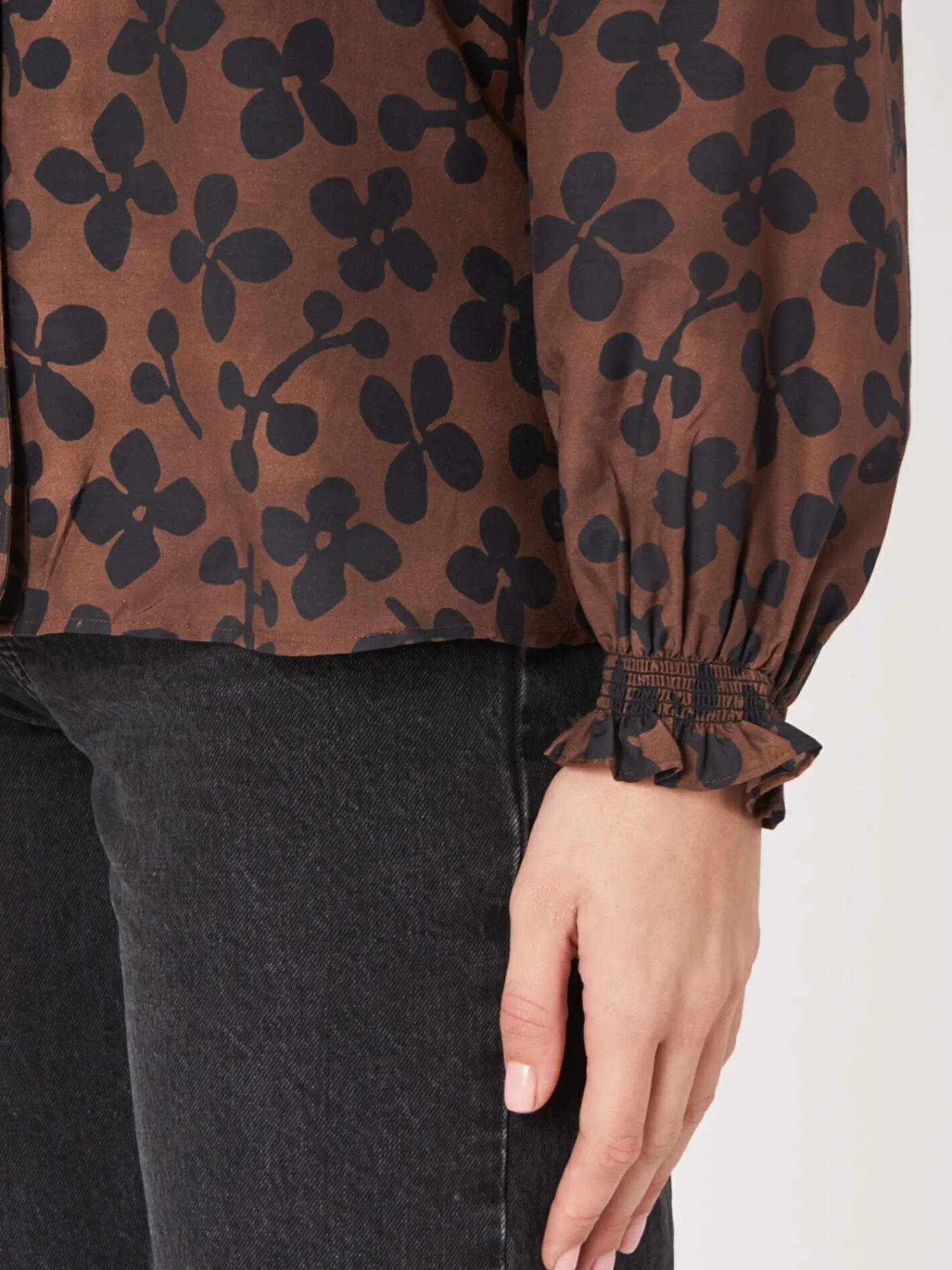 Best Blouse Met Bloemenprint Van Katoen-Zijde-Mix Dames Blouses