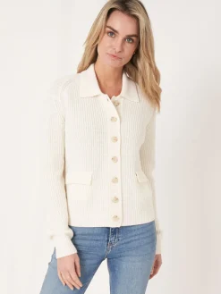 Sale Geribd Vest Met Polokraag Van Merinowol Dames Vesten