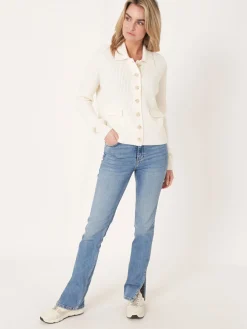 Sale Geribd Vest Met Polokraag Van Merinowol Dames Vesten