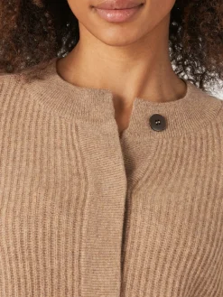 Cheap Geribde Cashmere Cardigan Met Pofmouwen Dames Vesten