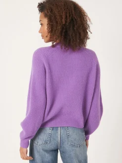 Store Geribde Cashmere Cardigan Met Pofmouwen Dames Vesten