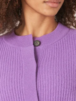 Store Geribde Cashmere Cardigan Met Pofmouwen Dames Vesten