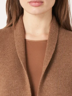 Cheap Grof Gebreid Geribd Vest Rib Met Zakken Van Merinowol Dames Vesten