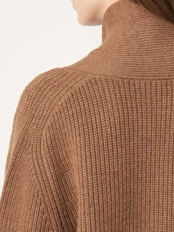 Cheap Grof Gebreid Geribd Vest Rib Met Zakken Van Merinowol Dames Vesten