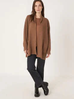 Cheap Grof Gebreid Geribd Vest Rib Met Zakken Van Merinowol Dames Vesten