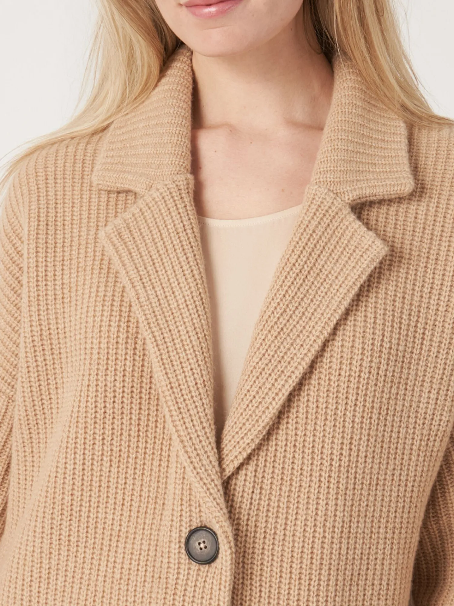 Shop Halflang Vest Met Rib En Reverskraag Dames Vesten