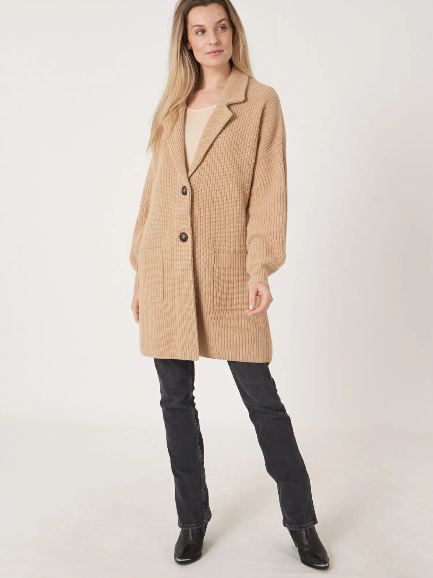 Shop Halflang Vest Met Rib En Reverskraag Dames Vesten