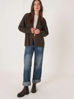 Best Open Cashmere Open Sjaalkraag Vest Met Zakken Dames Vesten