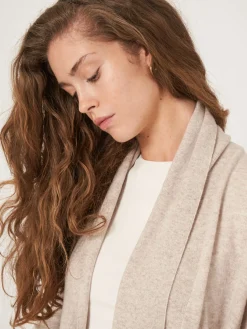 Outlet Open Cashmere Open Sjaalkraag Vest Met Zakken Dames Vesten