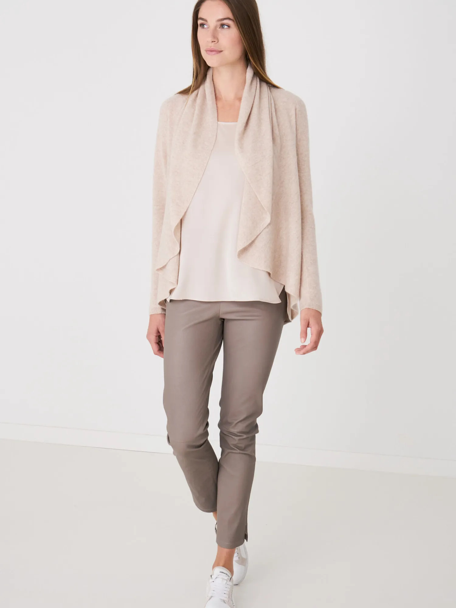 Cheap Open Organisch Cashmere Vest Met Sjaalkraag Dames Vesten