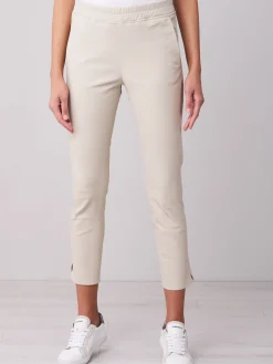 Cheap Pantalon Met Split Van Leer Met Stretch Dames Leer