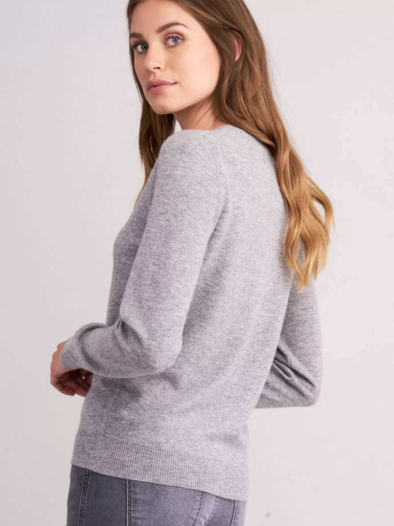 REPEAT cashmere Vesten<Basic Cashmere Cardigan Met Ronde Hals Lichtgrijs