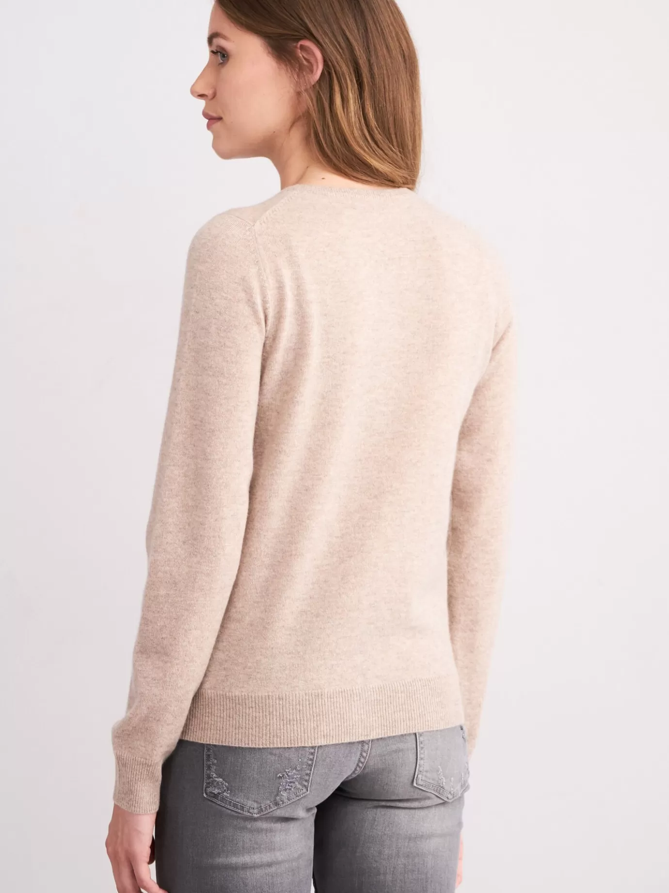 REPEAT cashmere Vesten<Basic Cashmere Cardigan Met Ronde Hals Zand