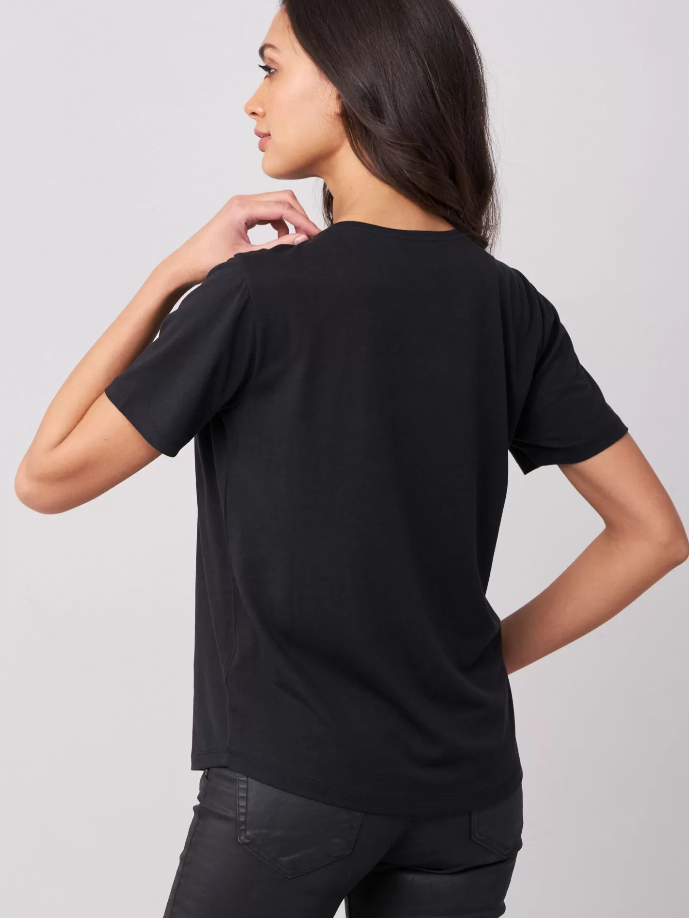 REPEAT cashmere Tops<Basic Dames T-Shirt Zwart