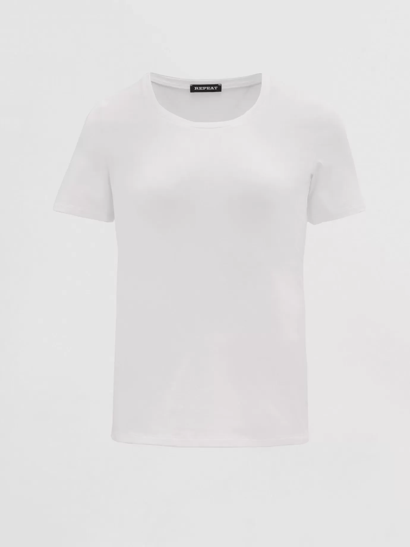 REPEAT cashmere Tops<Basic Dames T-Shirt Met Ronde Hals Wit