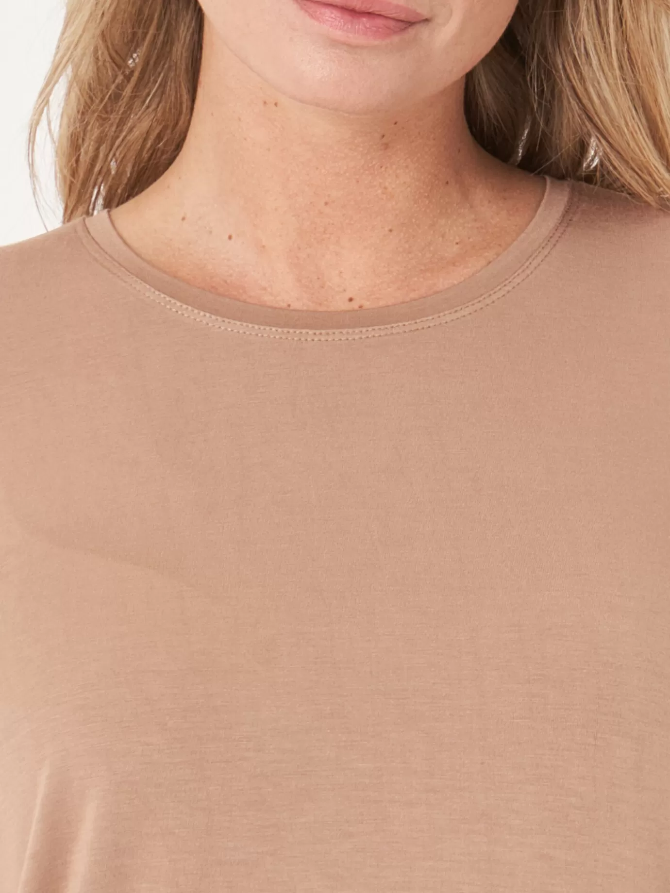 REPEAT cashmere Tops<Basic Damestop Met Lange Mouwen Kameel