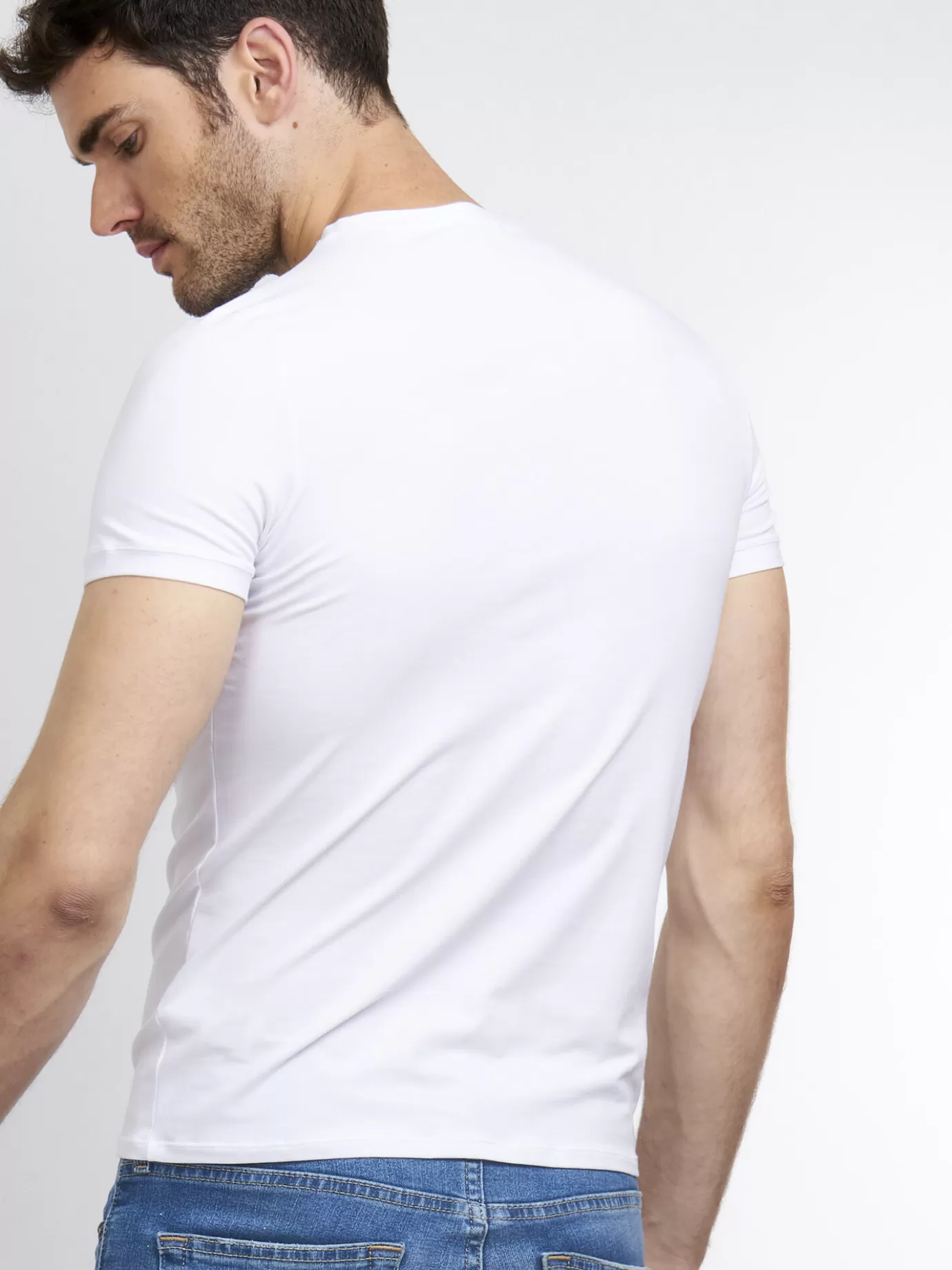 REPEAT cashmere T-Shirts<Basic Heren T-Shirt Wit