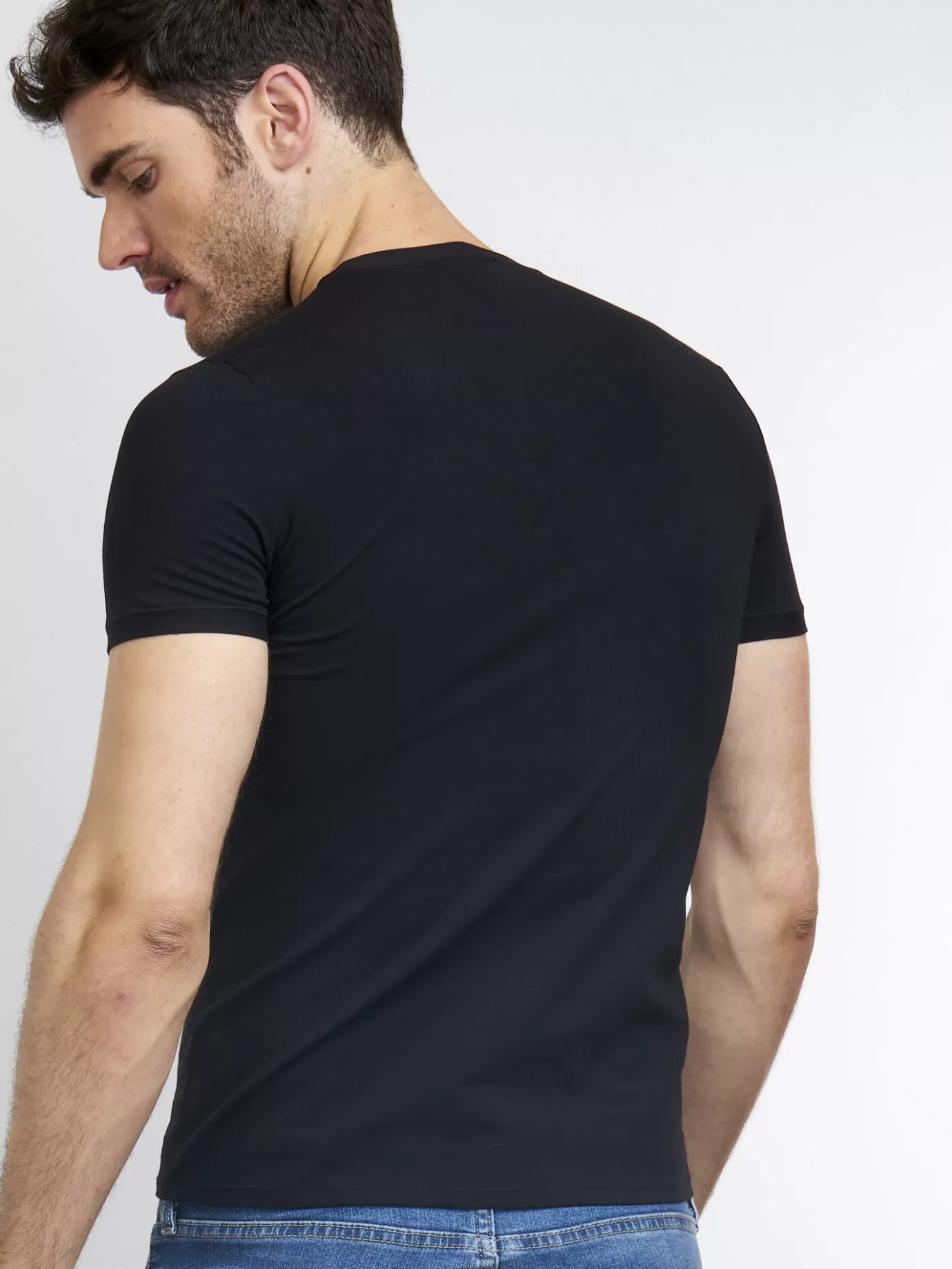 REPEAT cashmere T-Shirts<Basic Heren T-Shirt Zwart