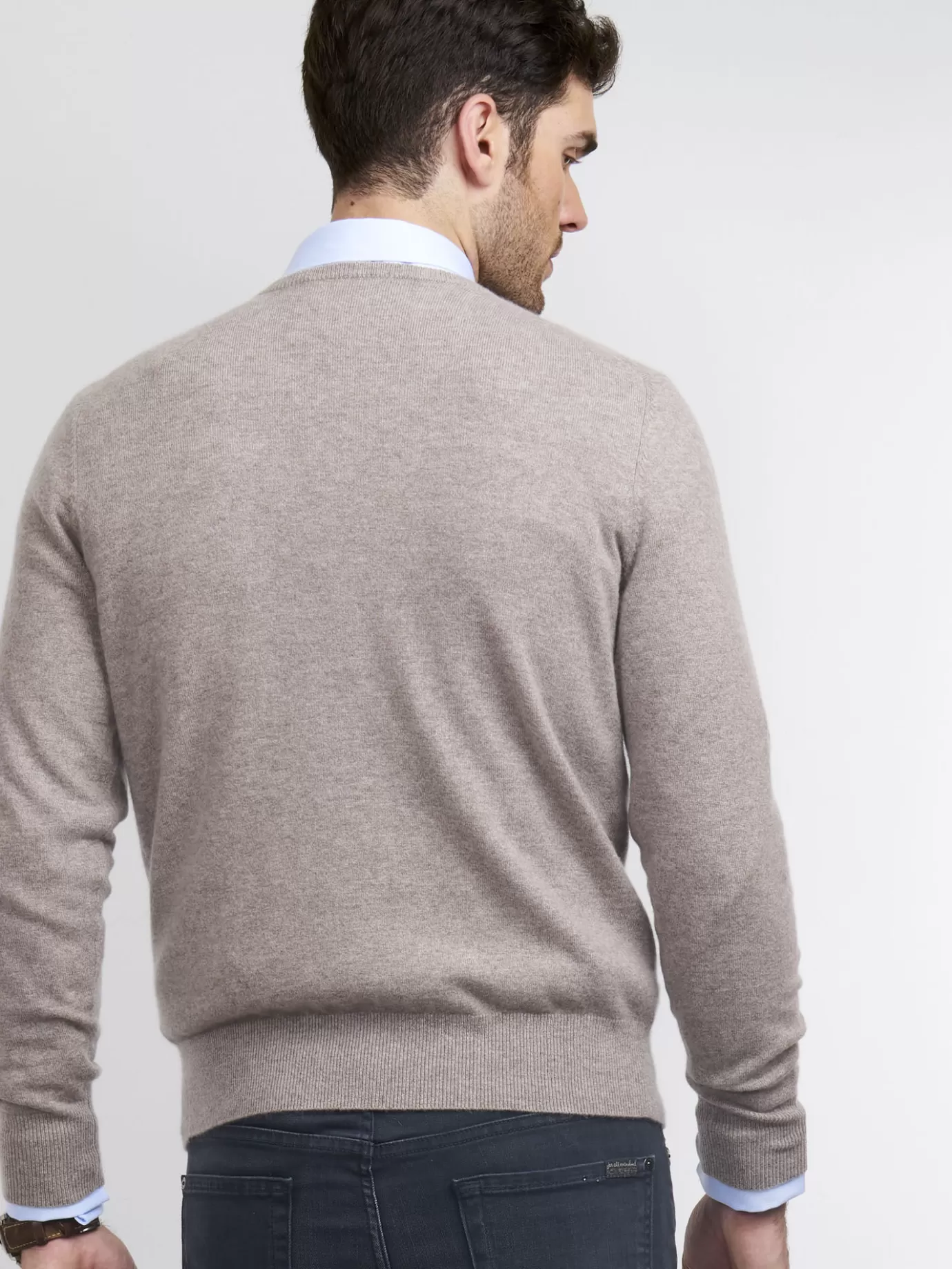 REPEAT cashmere Sweaters<Basic Heren-Trui Met Ronde Hals Zand