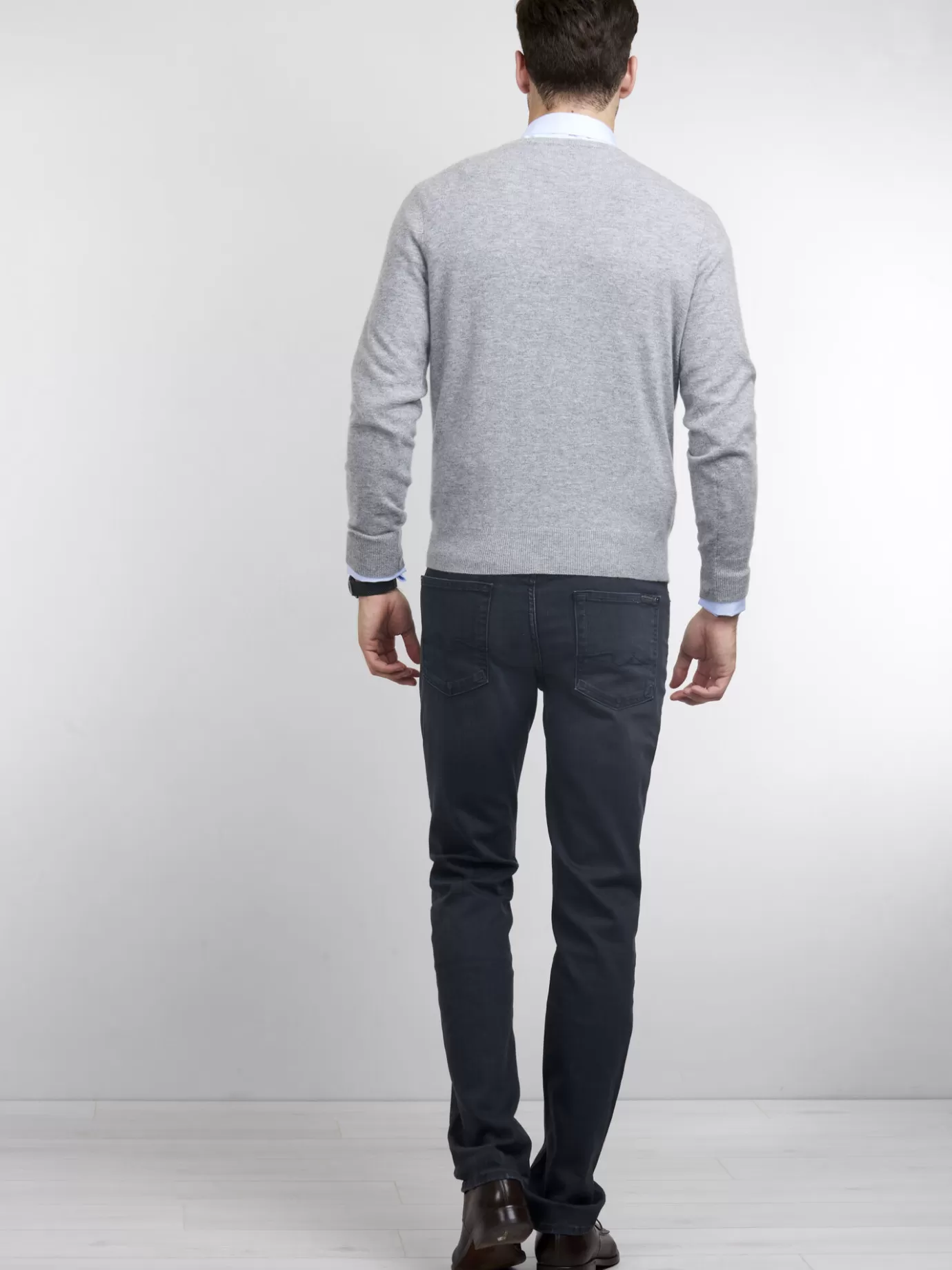 REPEAT cashmere Sweaters<Basic Heren-Trui Met V-Hals Lichtgrijs