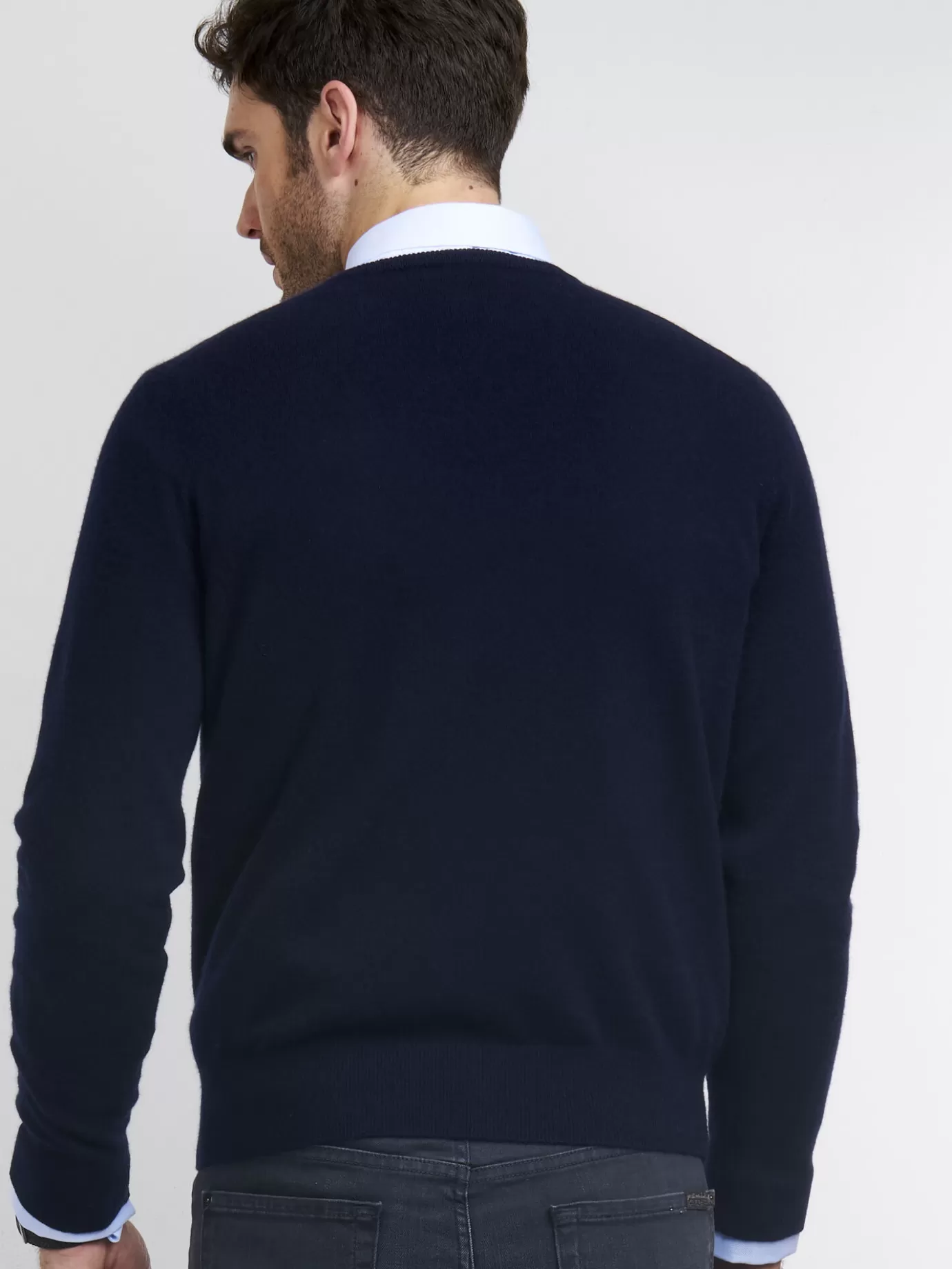 REPEAT cashmere Sweaters<Basic Heren-Trui Met V-Hals Marine