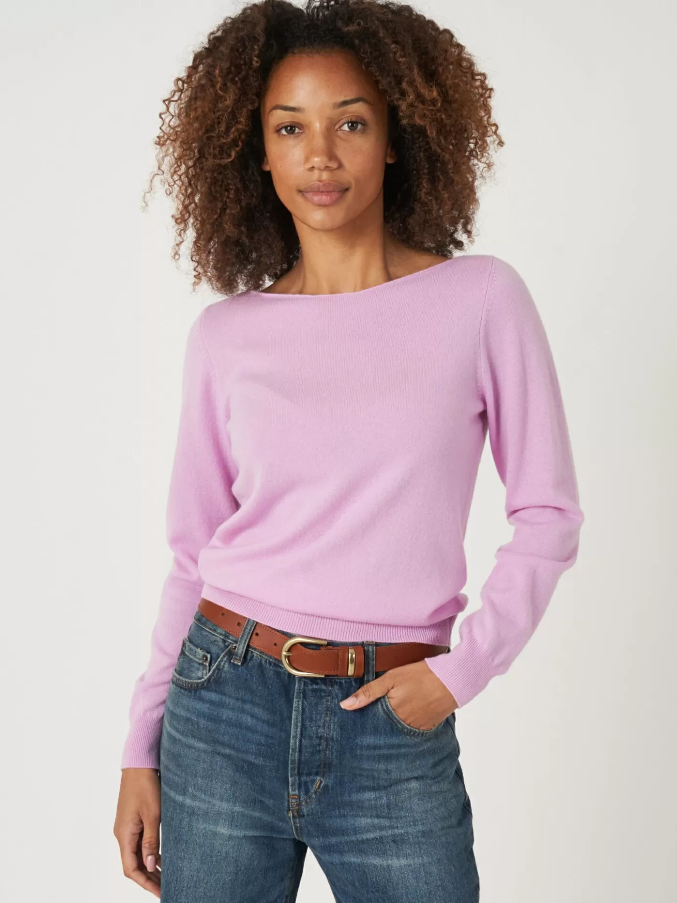 REPEAT cashmere Truien<Basic Organisch Cashmere Boothals Trui Snoep