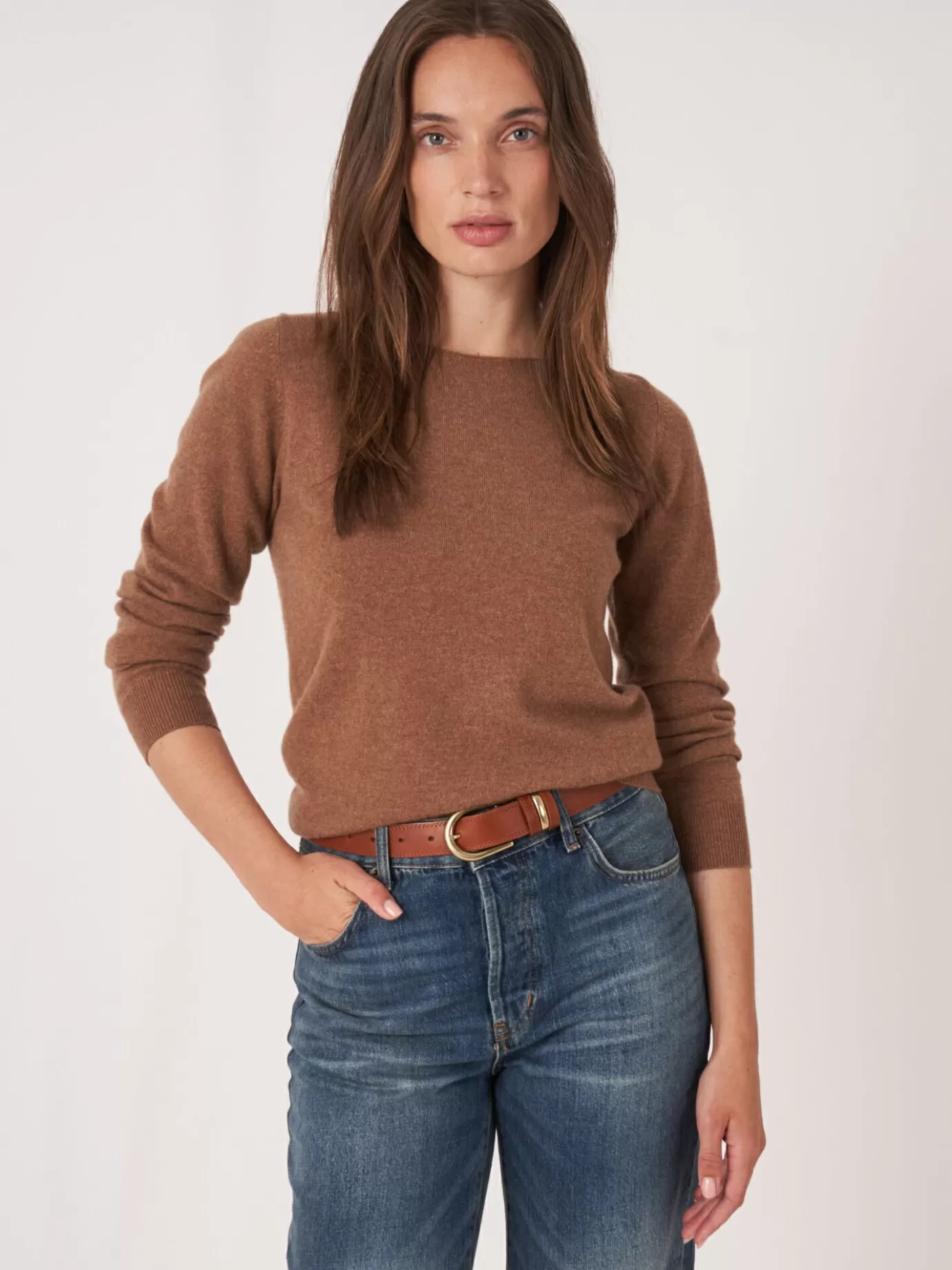 REPEAT cashmere Truien<Basic Organisch Cashmere Boothals Trui Hazel