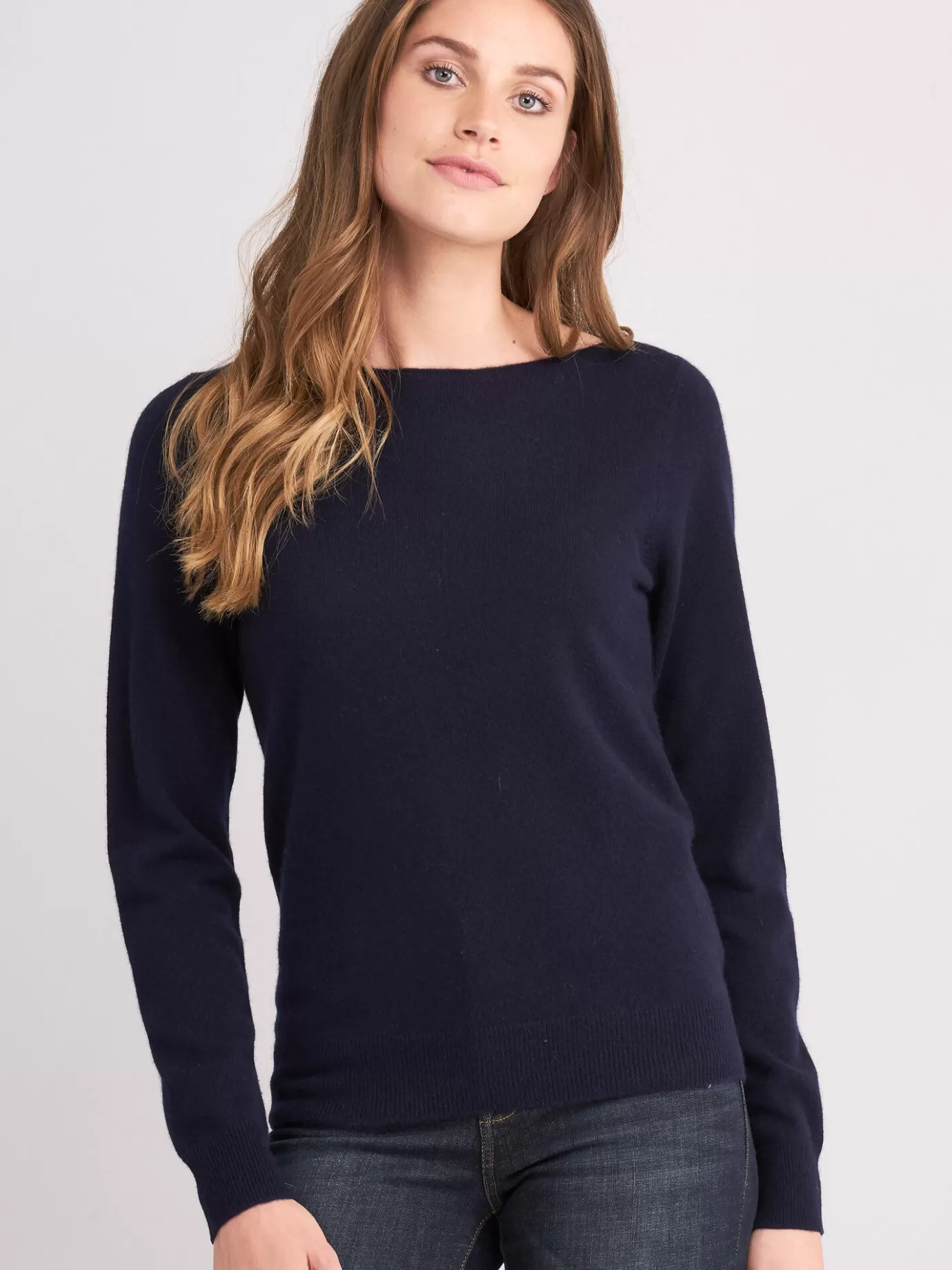 REPEAT cashmere Truien<Basic Organisch Cashmere Boothals Trui Marine