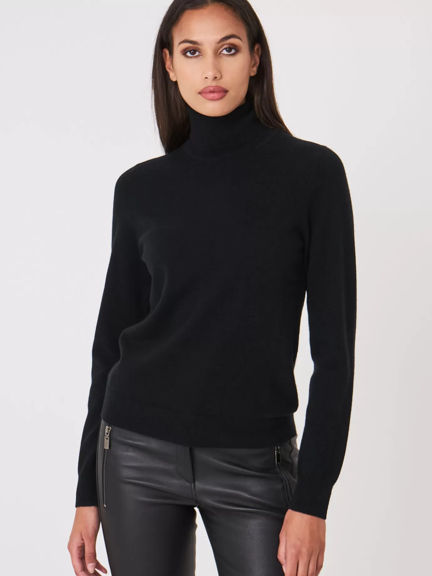 REPEAT cashmere Truien<Basic Organisch Cashmere Trui Met Rolkraag Zwart