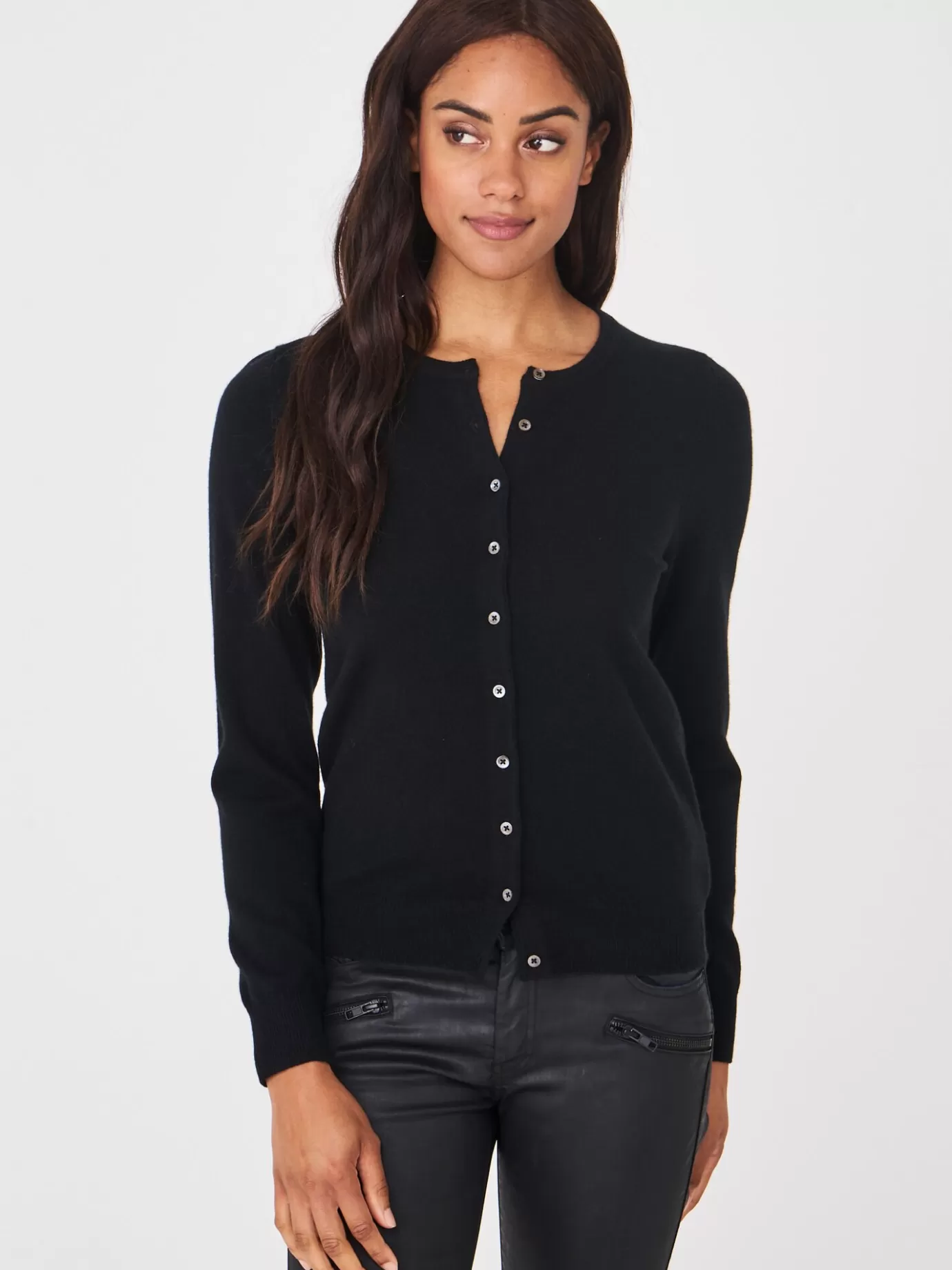 REPEAT cashmere Vesten<Basic Organisch Cashmere Vest Met Ronde Hals Zwart