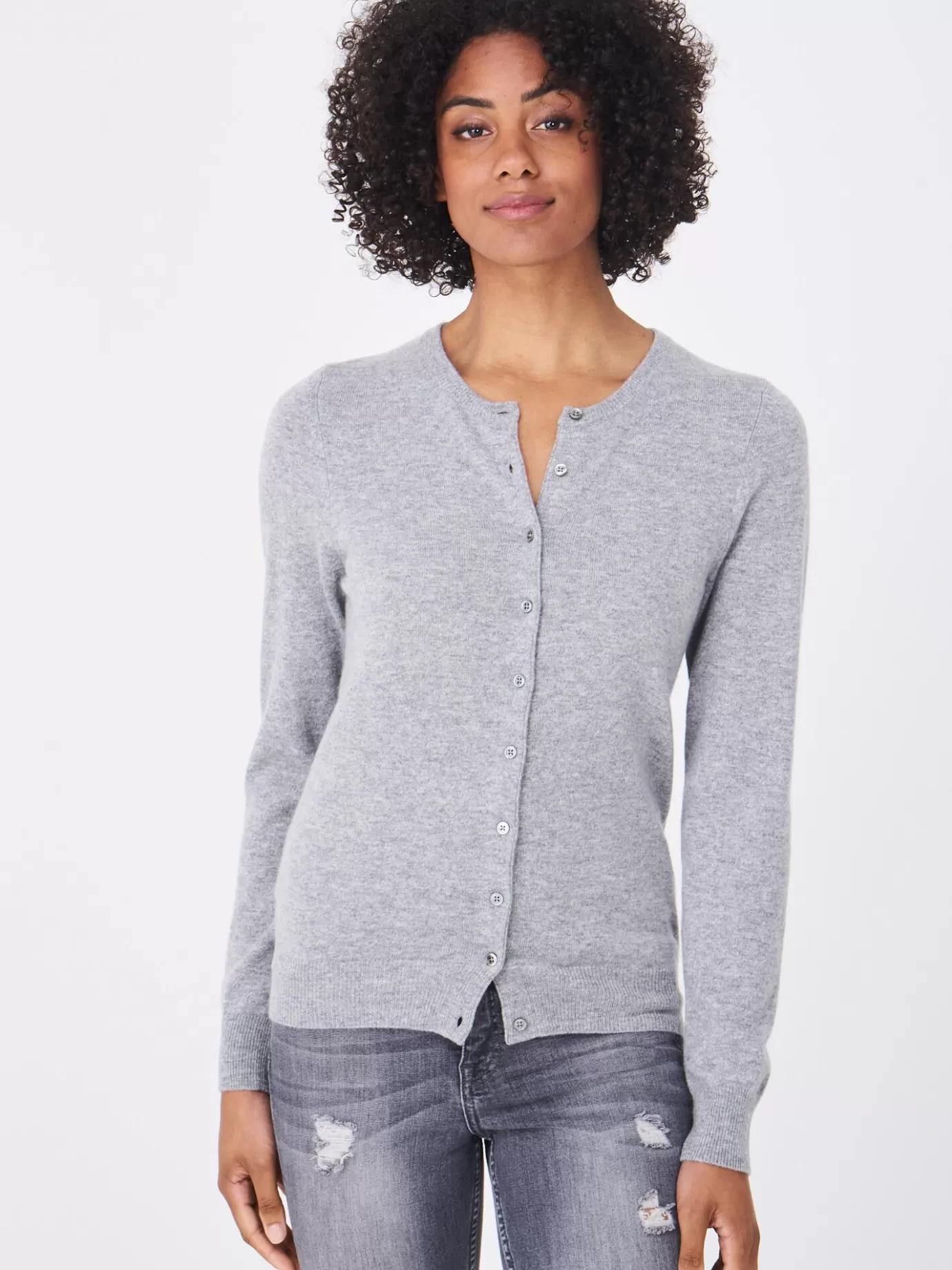 REPEAT cashmere Vesten<Basic Organisch Cashmere Vest Met Ronde Hals Lichtgrijs