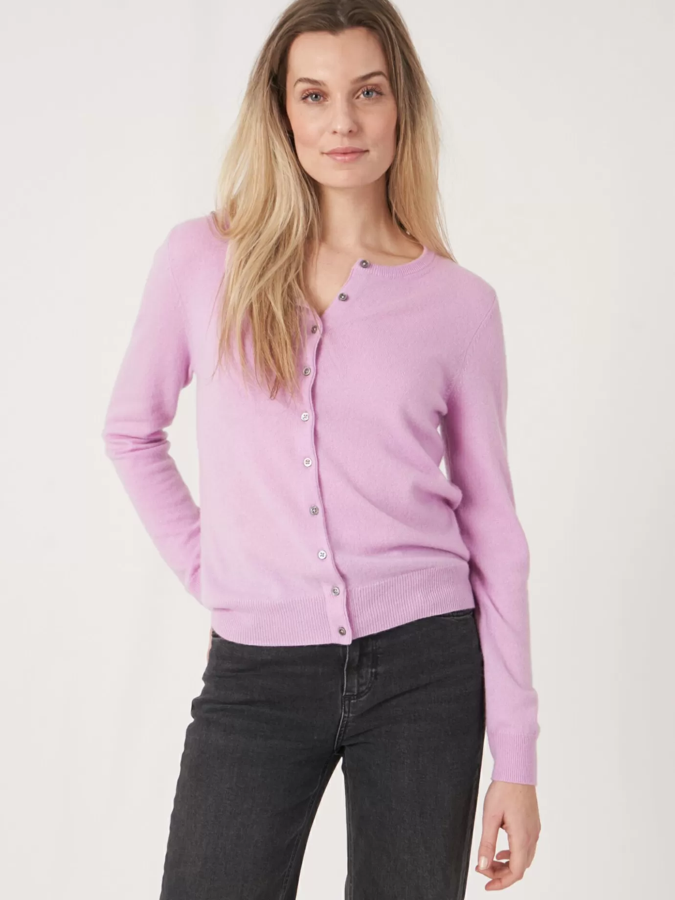 REPEAT cashmere Vesten<Basic Organisch Cashmere Vest Met Ronde Hals Snoep