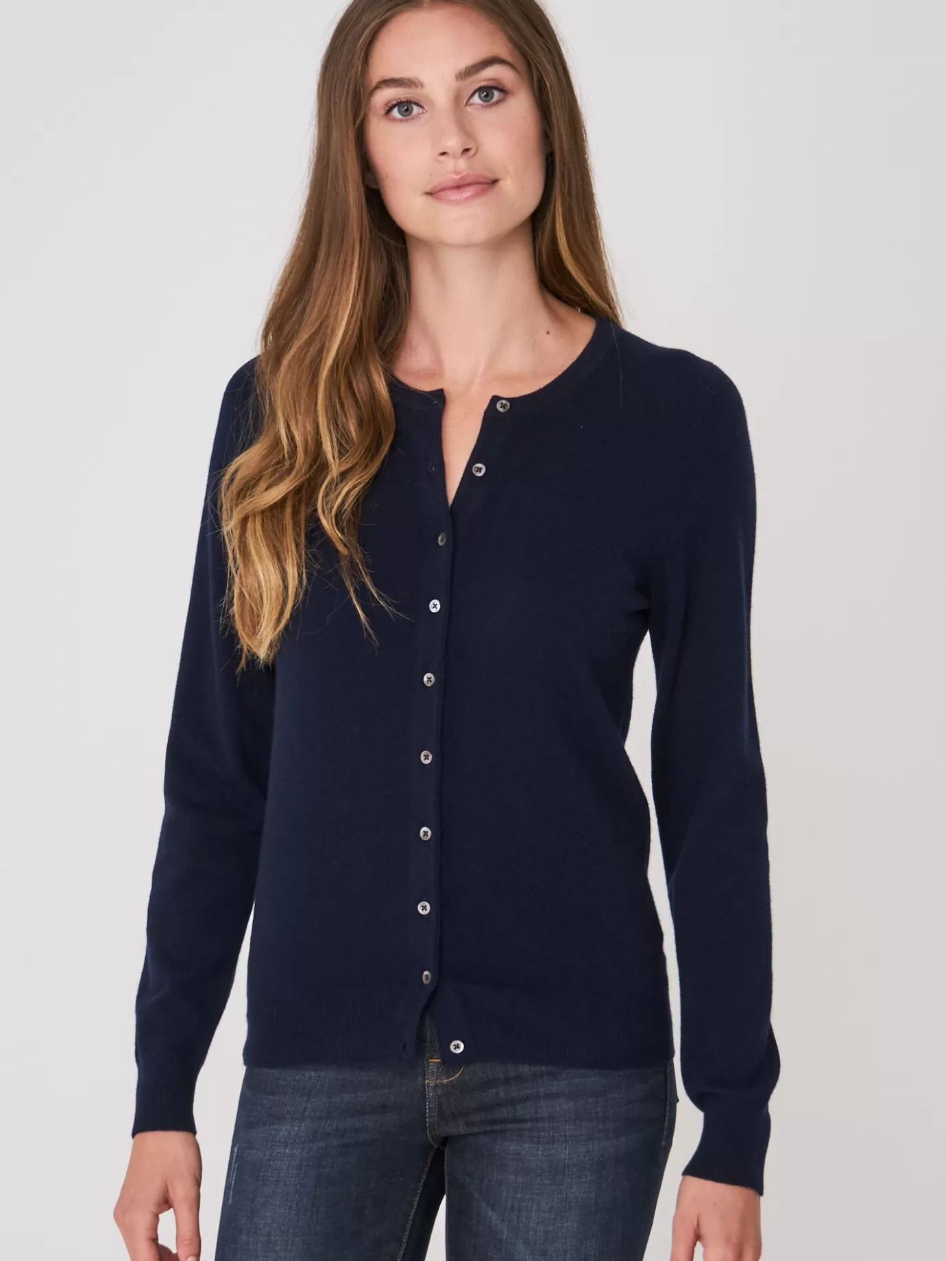 REPEAT cashmere Vesten<Basic Organisch Cashmere Vest Met Ronde Hals Marine