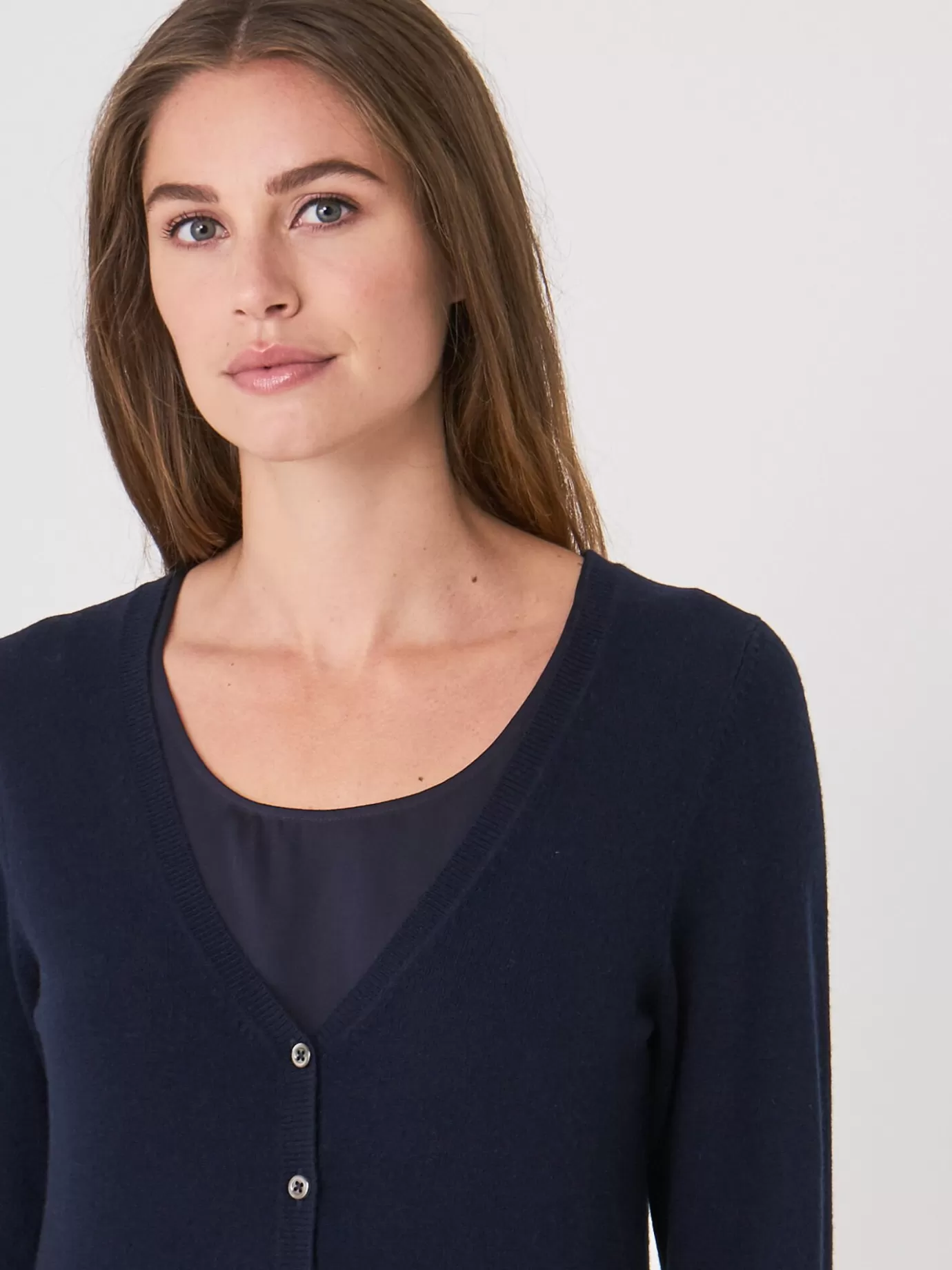 REPEAT cashmere Vesten<Basic Organisch Cashmere Vest Met V-Hals Marine