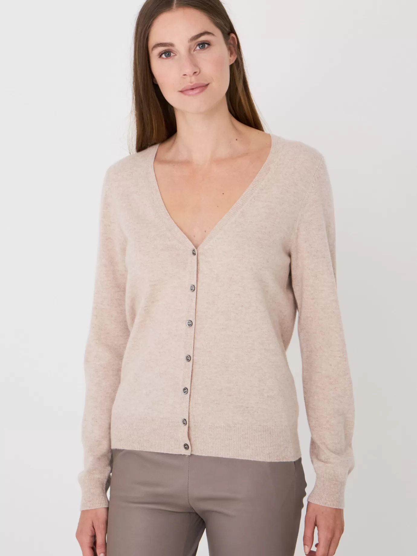 REPEAT cashmere Vesten<Basic Organisch Cashmere Vest Met V-Hals Beige