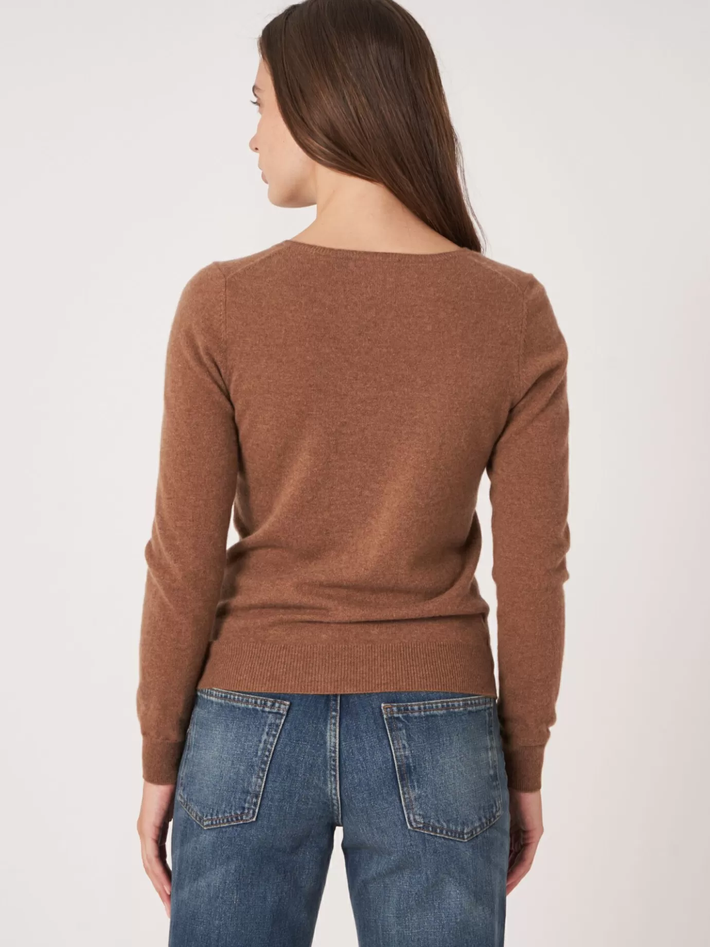 REPEAT cashmere Truien<Basic Organisch Cashmere V-Hals Trui Hazel