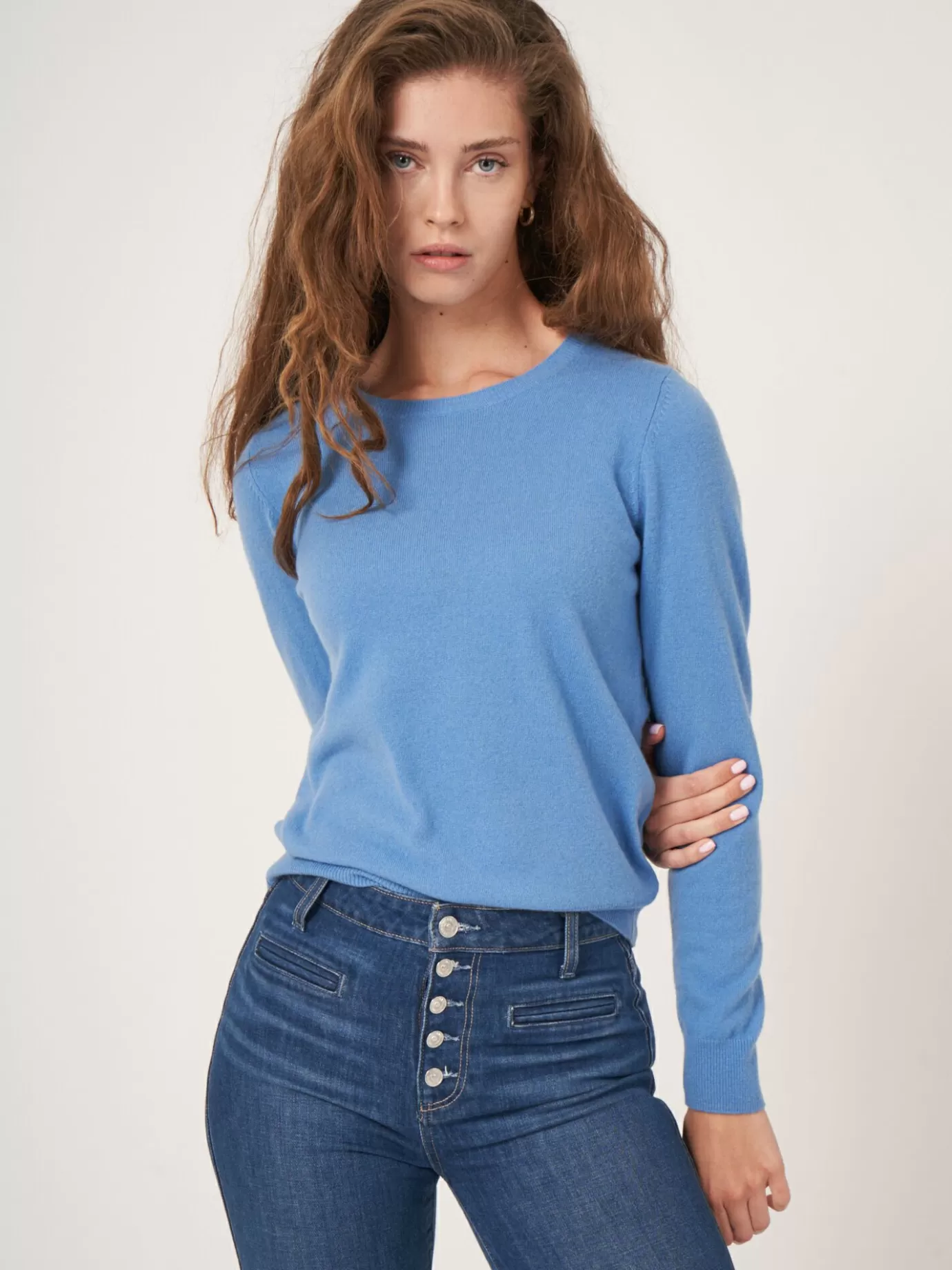 REPEAT cashmere Truien<Basic Trui Met Ronde Halslijn Lucht