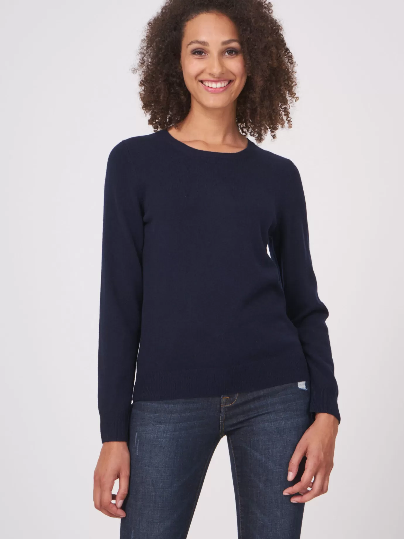 REPEAT cashmere Truien<Basic Trui Met Ronde Halslijn Marine