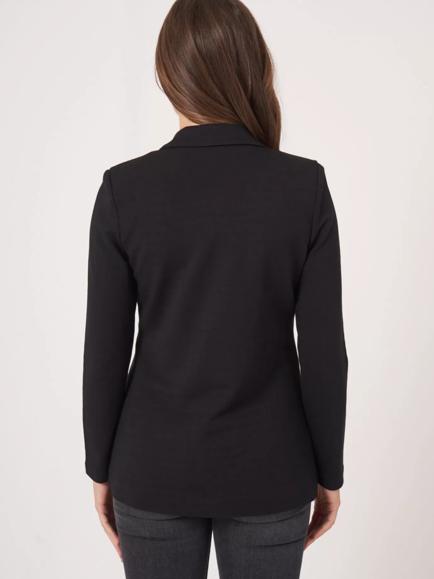 REPEAT cashmere Jassen & Blazers<Blazer Van Sweatshirtstof Middellang Zwart