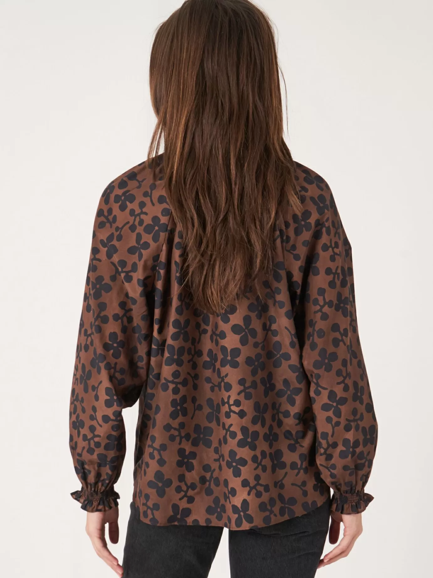 REPEAT cashmere Blouses<Blouse Met Bloemenprint Van Katoen-Zijde-Mix Hazel